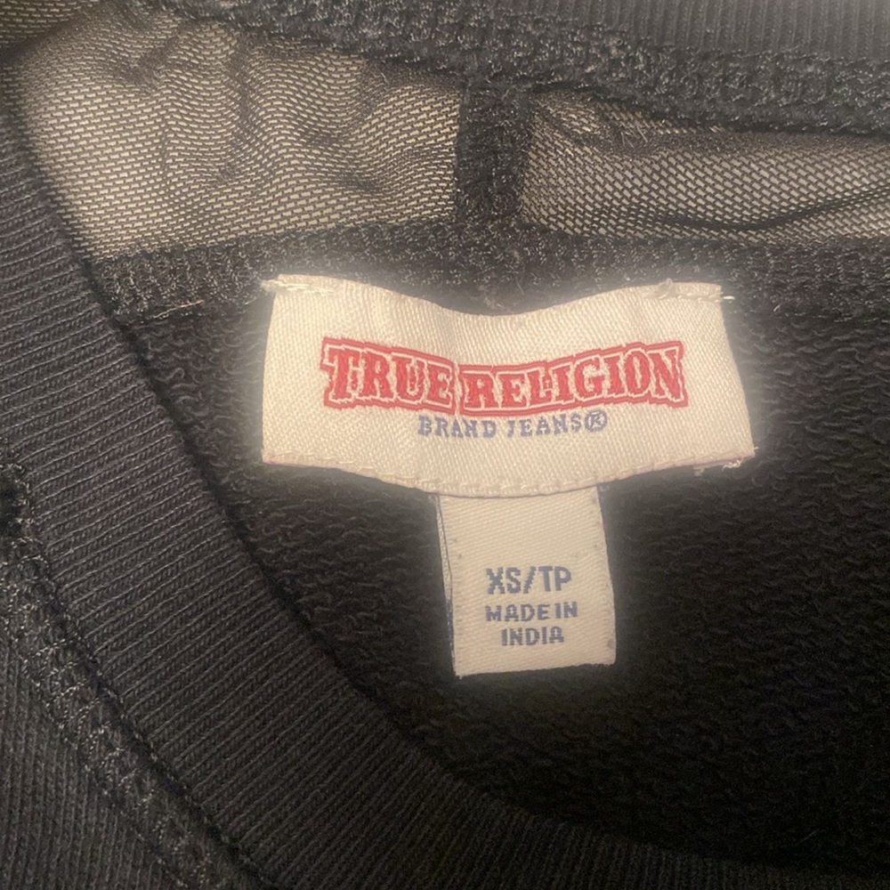 True Religion Black Mesh Baseball Crewneck Size S - Picture 3 of 6